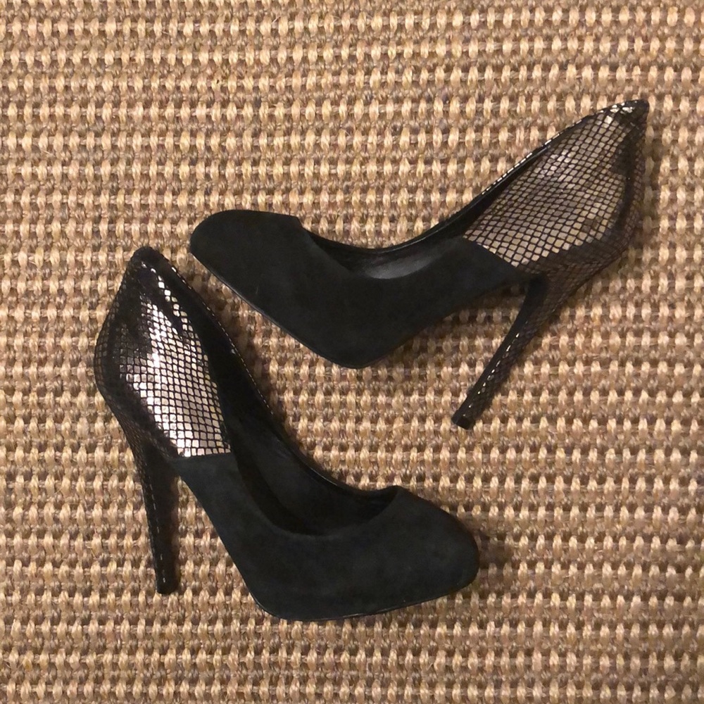 ALDO Gold and black suede high-heel shoes